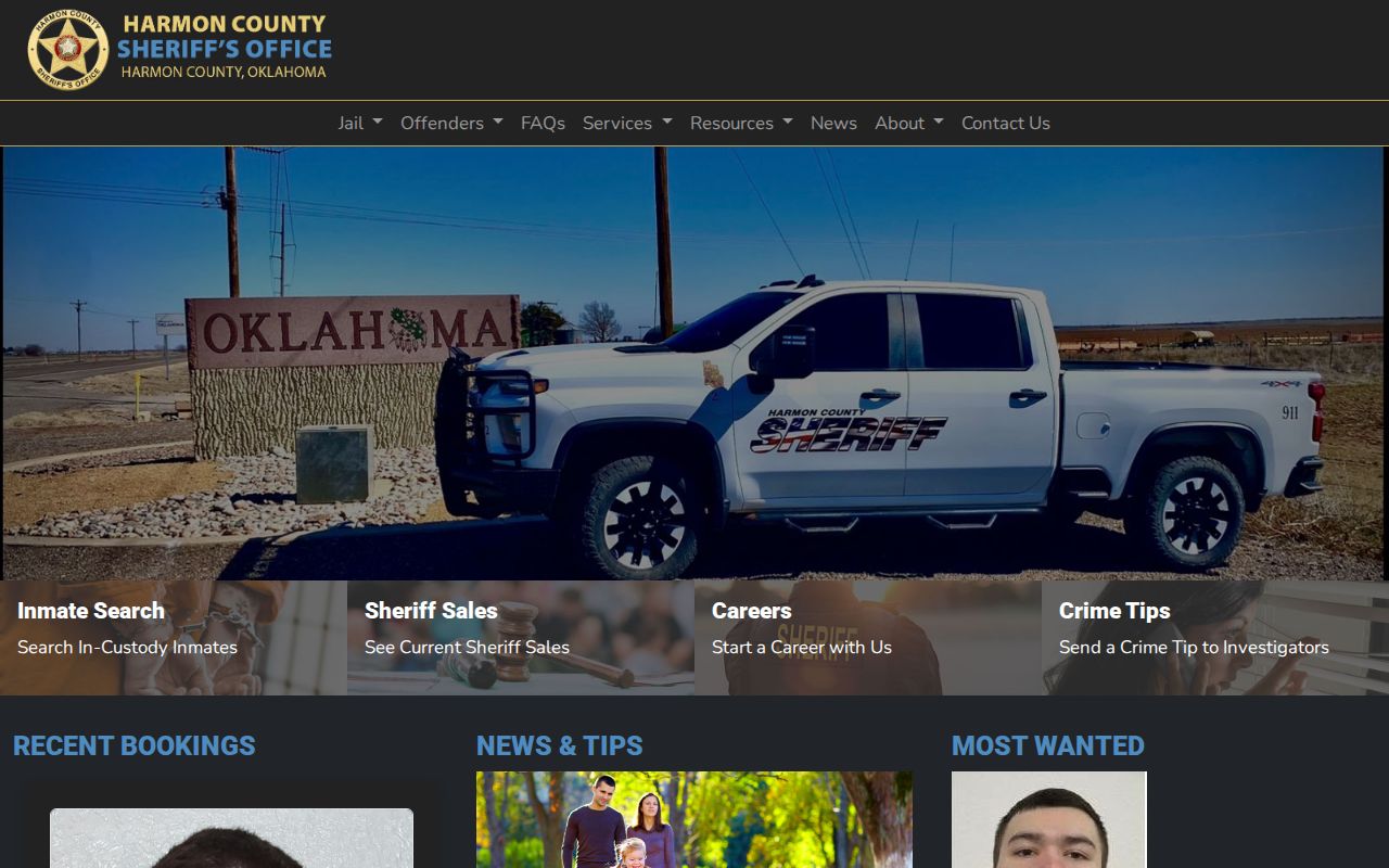 Harmon County Sheriff's Office official website home page